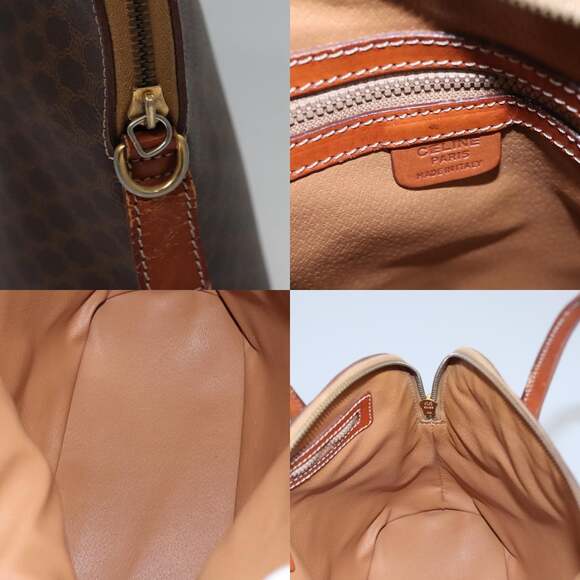 CELINE Macadam Canvas Hand Bag Pvc Leather Gold Brown - Picture 11 of 13